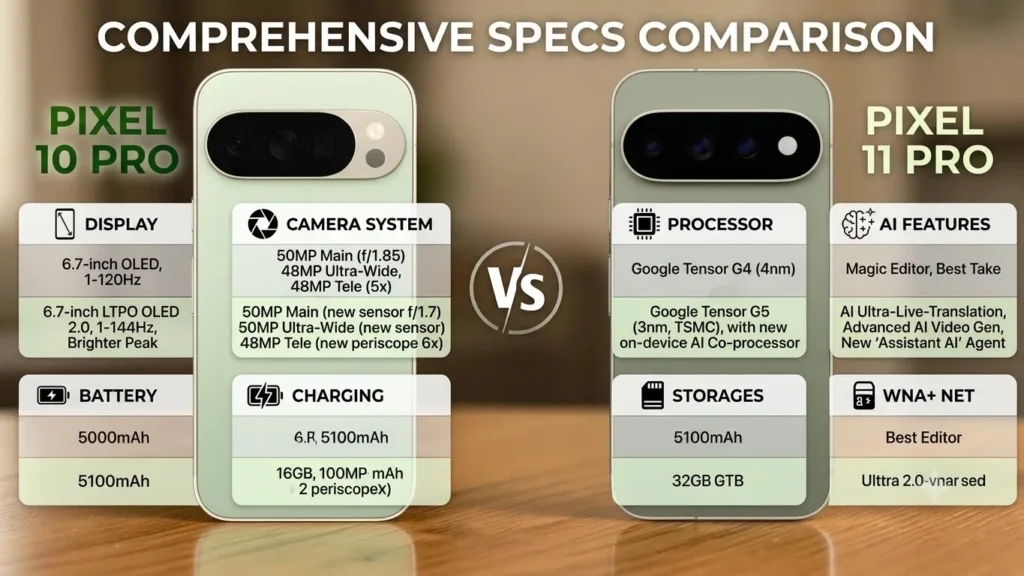 Google Pixel 11 Pro vs Google Pixel 10 Pro