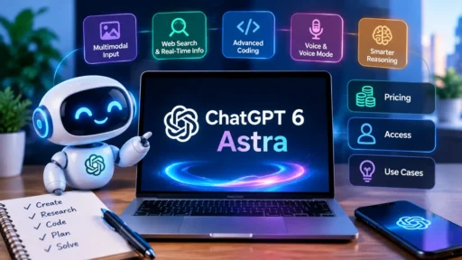 ChatGPT 6 Astra interface overview showing features and pricing