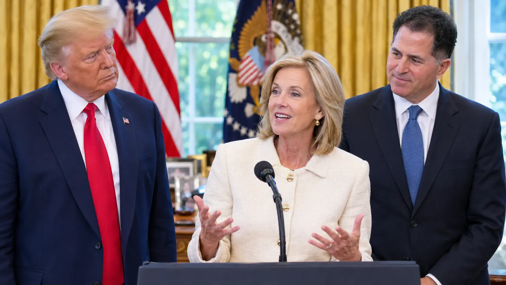 Susan Dell White House visit with Donald Trump and Michael Dell