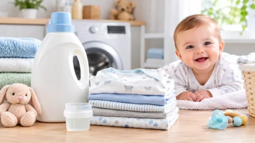 best laundry detergent for sensitive skin baby clothes bottles laid out